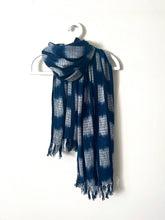 Load image into Gallery viewer, Travel Scarf, Jaspé Squares, Deep Indigo