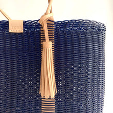 Load image into Gallery viewer, City Market Bag, Navy, Leather Handle