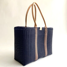 Load image into Gallery viewer, City Market Bag, Navy, Leather Handle