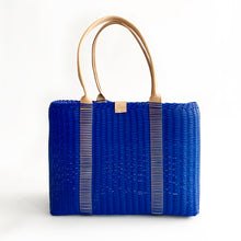 Load image into Gallery viewer, City Market Bag, Classic Blue, Leather Handle