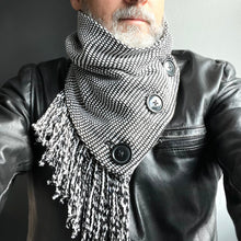 Load image into Gallery viewer, Cowl, Hand-woven, Dots, Black & White