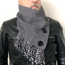 Load image into Gallery viewer, Cowl, Hand-woven, Black & White Stripes