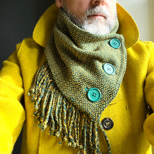 Load image into Gallery viewer, Cowl, Hand-woven, Forest Green & Mustard