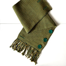 Load image into Gallery viewer, Cowl, Hand-woven, Forest Green & Mustard