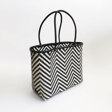Load image into Gallery viewer, Graphic Market Bag, Black Chevron Weave
