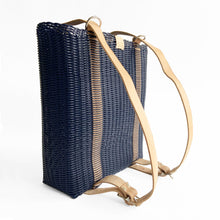Load image into Gallery viewer, Convertible BackPack, Navy Blue, Leather Straps