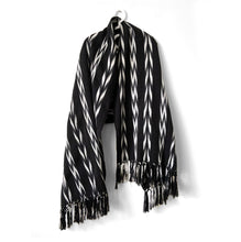 Load image into Gallery viewer, Rebozo Wrap, Quetzaltenango, Black, Charcoal & White