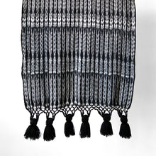 Load image into Gallery viewer, Rebozo Wrap with Tassels, Totonicapan, Black, Grey & White