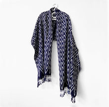 Load image into Gallery viewer, Jaspé Shawl, Chevron, Indigo