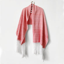 Load image into Gallery viewer, Geometric Shawl, Peach & White