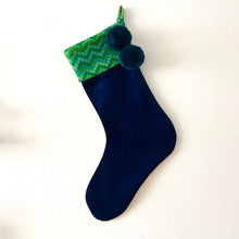 Load image into Gallery viewer, Second-life Stocking, Velvet, Navy/Green
