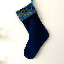Load image into Gallery viewer, Second-life Stocking, Velvet, Navy/Turqouise