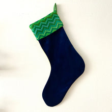 Load image into Gallery viewer, Second-life Stocking, Velvet, Navy/Green