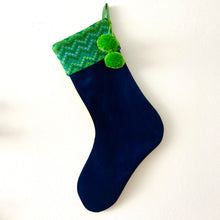 Load image into Gallery viewer, Second-life Stocking, Velvet, Navy/Green