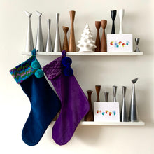 Load image into Gallery viewer, Second-life Stocking, Velvet, Navy/Turqouise