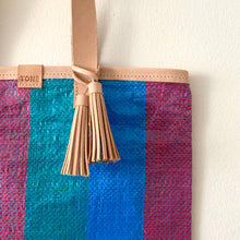 Load image into Gallery viewer, Essential Tote, Teal, Aqua & Purple, Natural