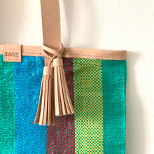 Load image into Gallery viewer, Essential Tote, Grean, Blue & Teal, Natural