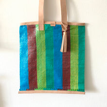 Load image into Gallery viewer, Essential Tote, Grean, Blue & Teal, Natural