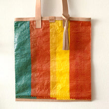 Load image into Gallery viewer, Essential Tote, Orange, Yellow & Aqua, Natural