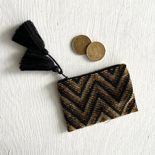 Load image into Gallery viewer, Beaded Change Purse, Chevron, Gold/Bronze/Black
