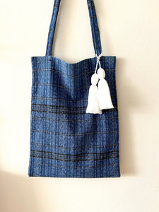 Second-life Tote, Indigo, Navy & Silver