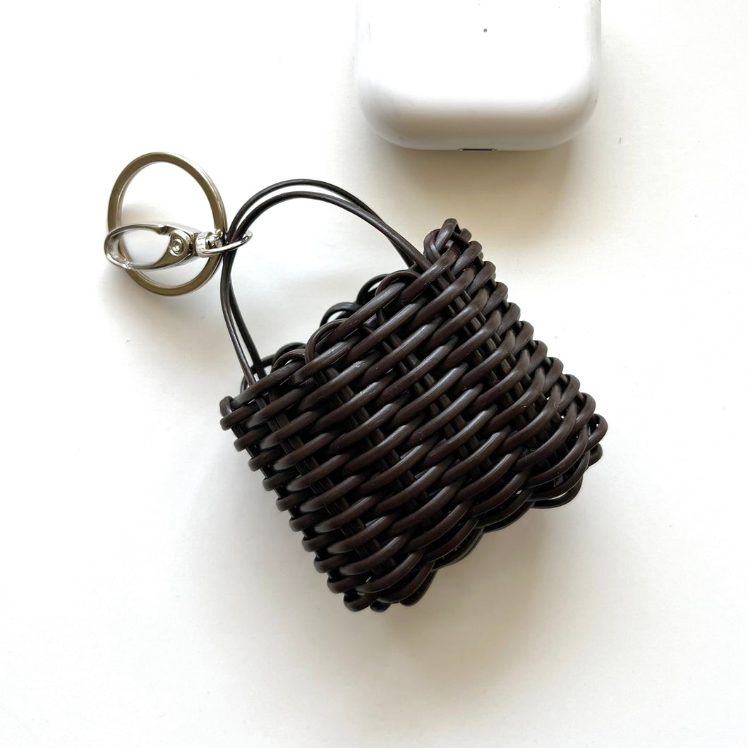 Micro Market Bag, Earbud Case, Dark Chocolate