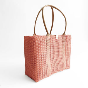 City Market Bag, Peach, Leather Handle