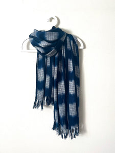 Travel Scarf, Jaspé Squares, Deep Indigo