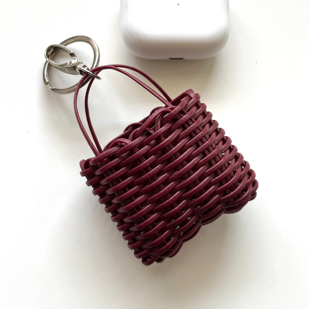 Micro Market Bag, Earbud Case, Merlot