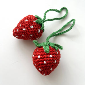 Crochet Bag Charm, Strawberry