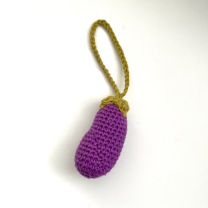 Crochet Bag Charm, Eggplant