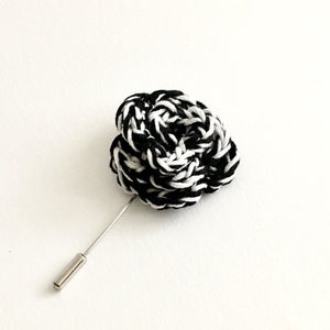 Lapel Bloom with Long Pin, Black & White