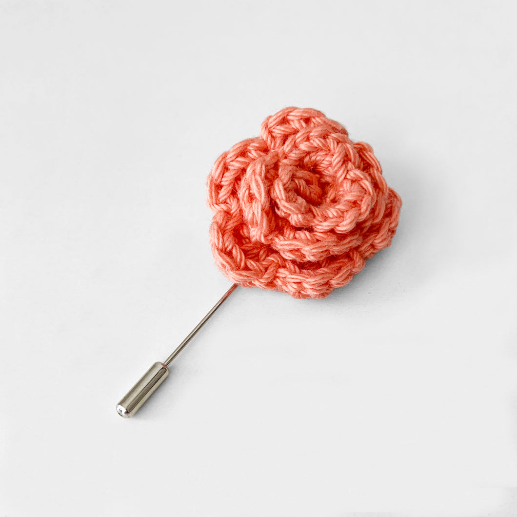 Lapel Bloom with Long Pin, Peach