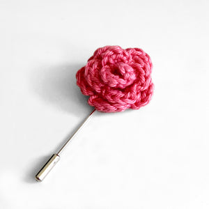 Lapel Bloom with Long Pin, Fuchsia