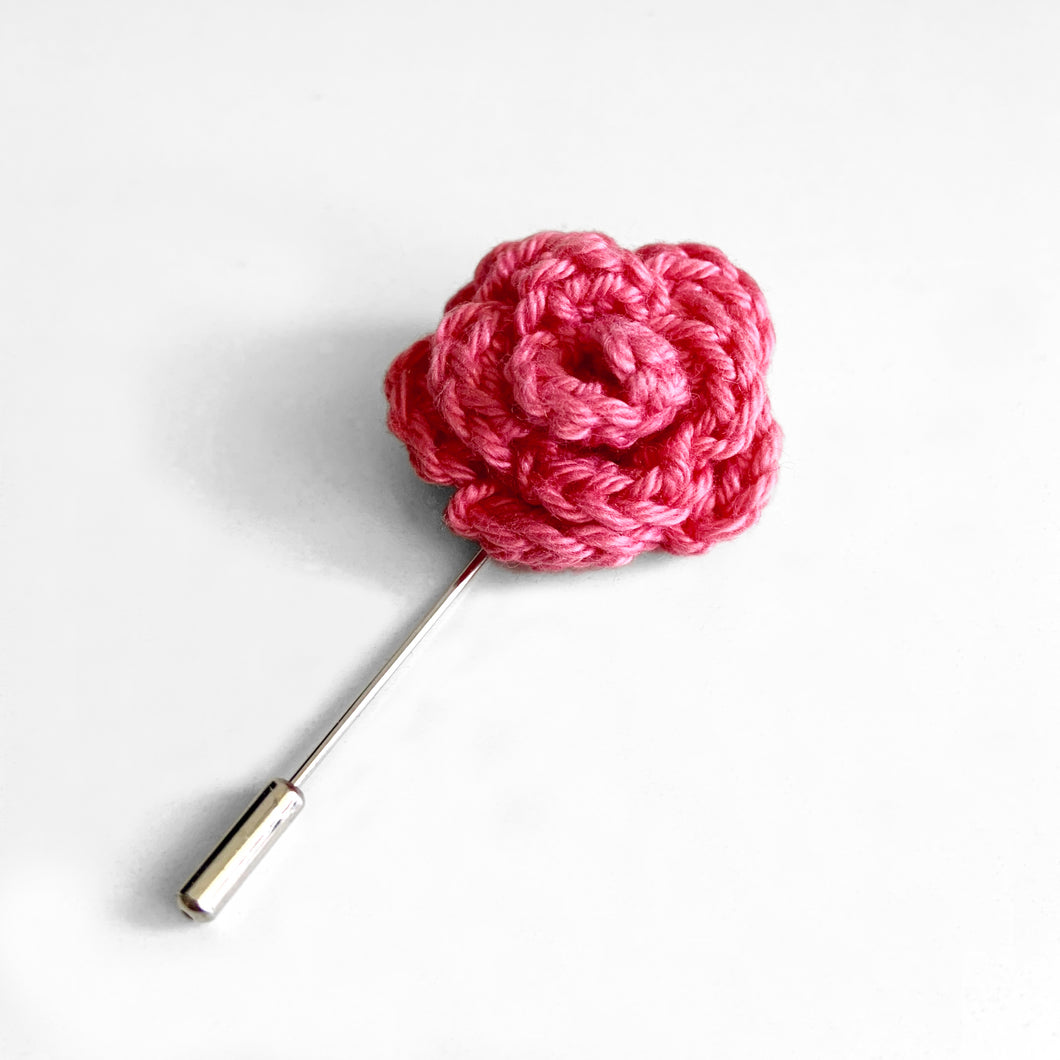 Lapel Bloom with Long Pin, Fuchsia