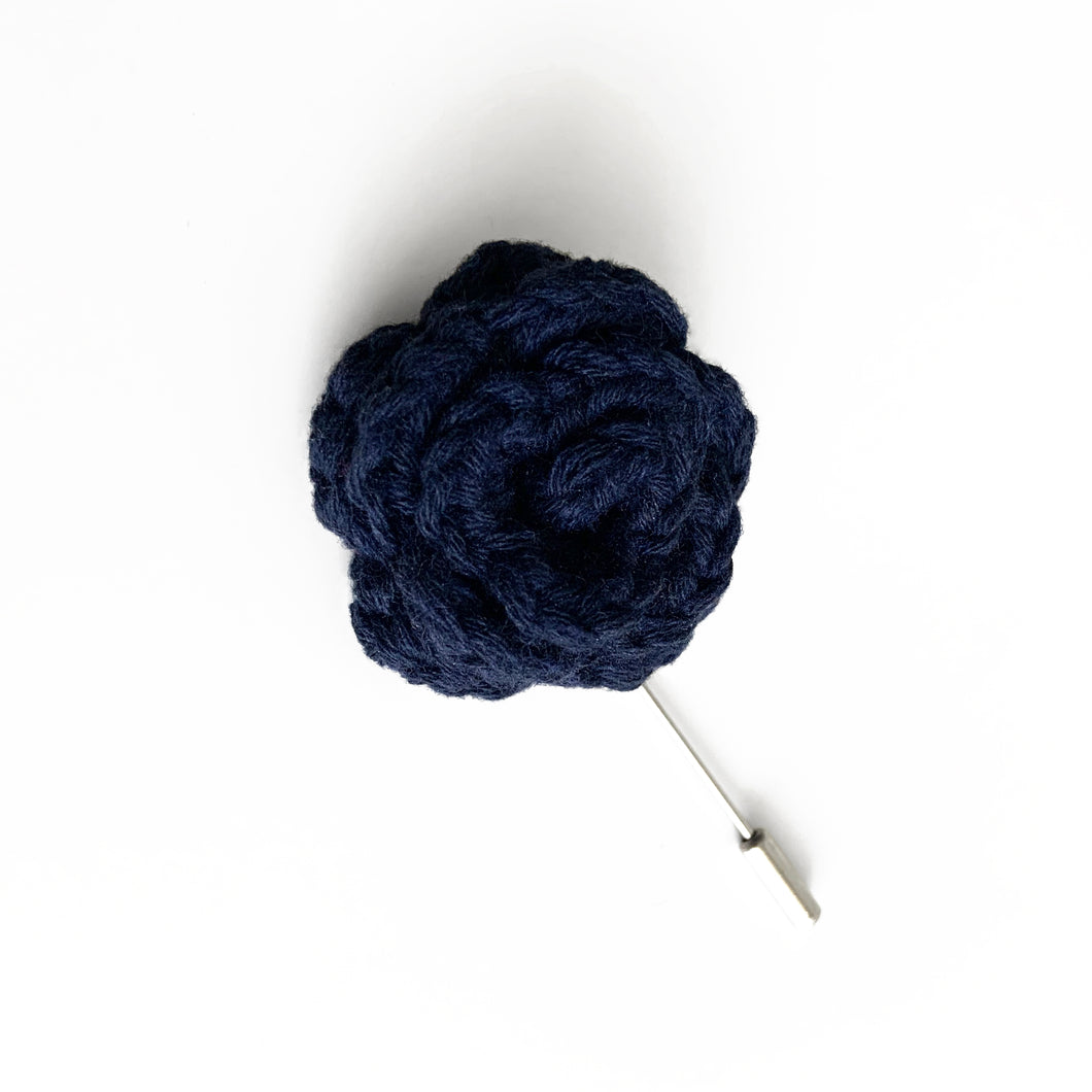 Lapel Bloom with Long Pin, Navy