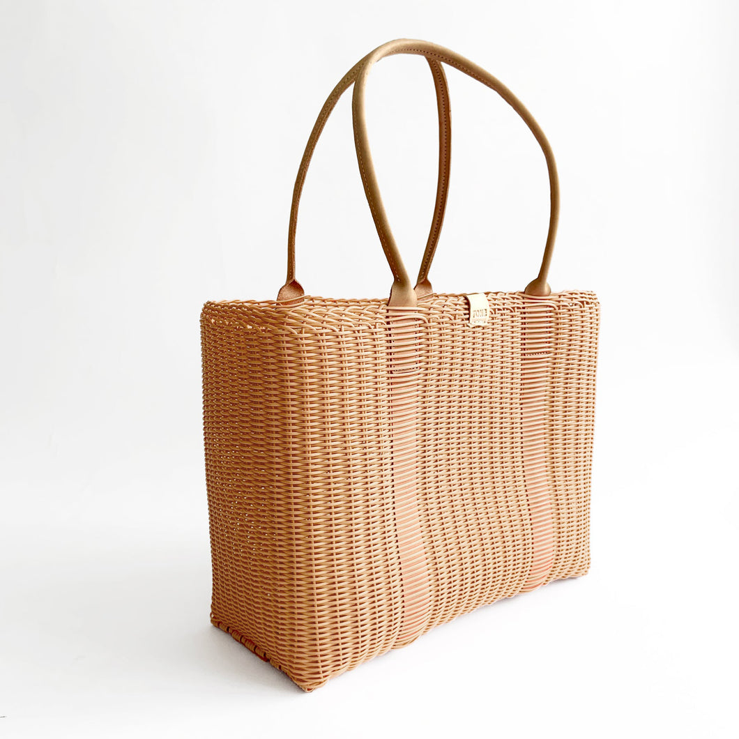 City Market Bag, Nude, Natural Leather Handle