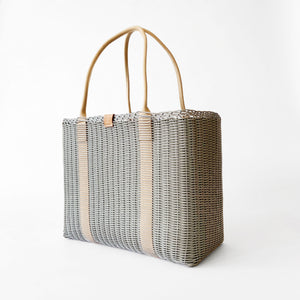 City Market Bag, Warm Grey, Natural Leather Handle