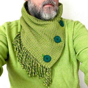 Cowl, Hand-woven, Olive & Lime Green