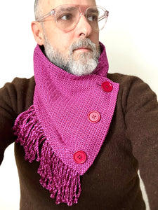 Cowl, Hand-woven, Merlot & Fuchsia