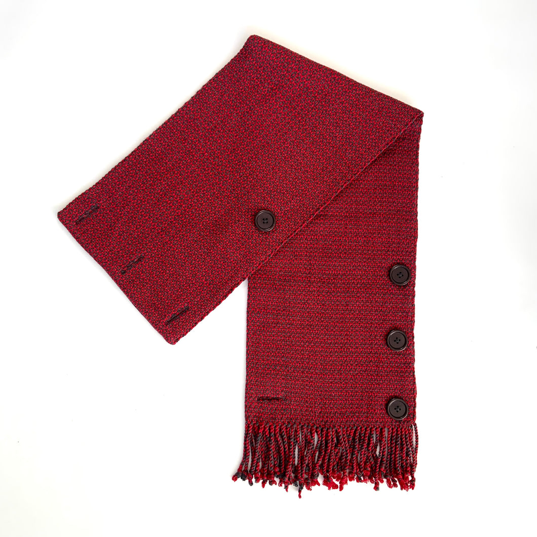Cowl, Hand-woven, Red & Charcoal