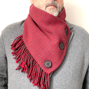 Cowl, Hand-woven, Red & Charcoal
