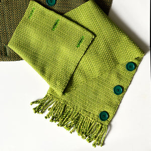 Cowl, Hand-woven, Olive & Lime Green