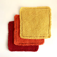 Load image into Gallery viewer, Old School Dishcloth, Set of Three, Red, Orange &amp; Yellow
