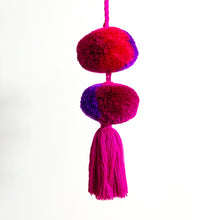 Load image into Gallery viewer, Double Pompom/Tassel, Fuchsia/Violet/Purple
