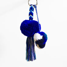 Load image into Gallery viewer, Fichas Pompom Pair, Navy/Indigo/White/Teal
