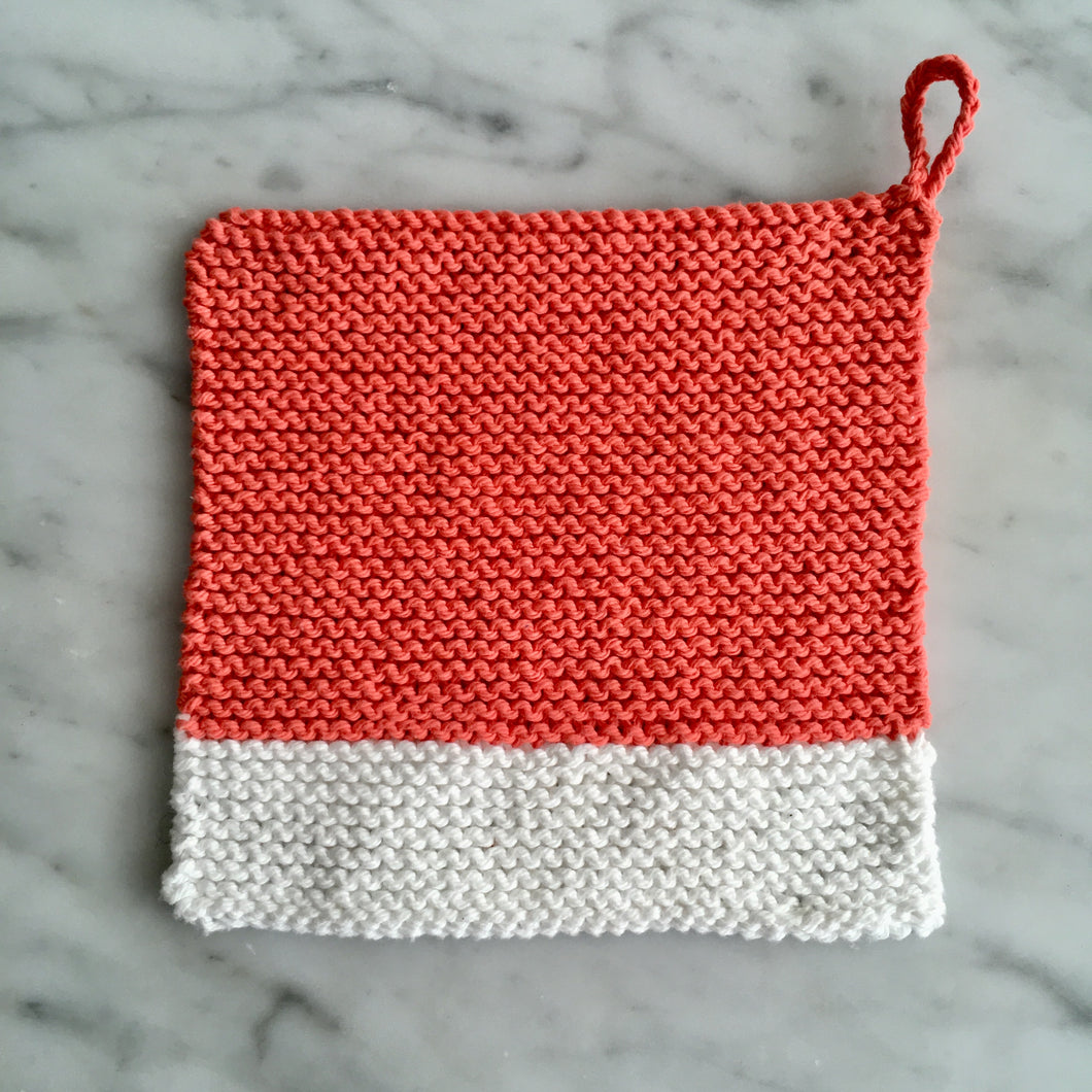 Colour Chip Pot Holder/Dish Cloth, Coral