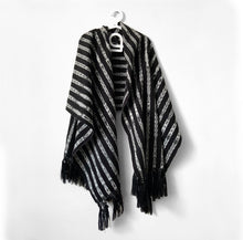 Load image into Gallery viewer, Rebozo Wrap, Totonicapan, Black, Grey &amp; White
