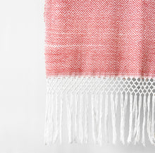 Load image into Gallery viewer, Geometric Shawl, Coral &amp; White

