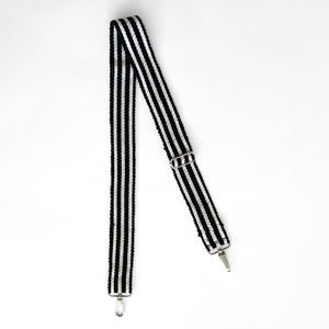 Striped Bag Strap, Black & White